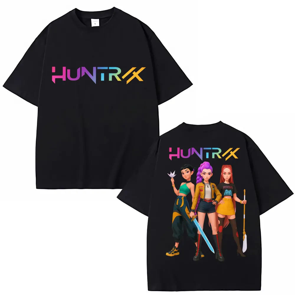 

Классическая футболка Huntrix Anime Kpop Devil Hunter, лето 2021, мужская и женская модная футболка с эстетикой, хлопковая футболка с круглым вырезом