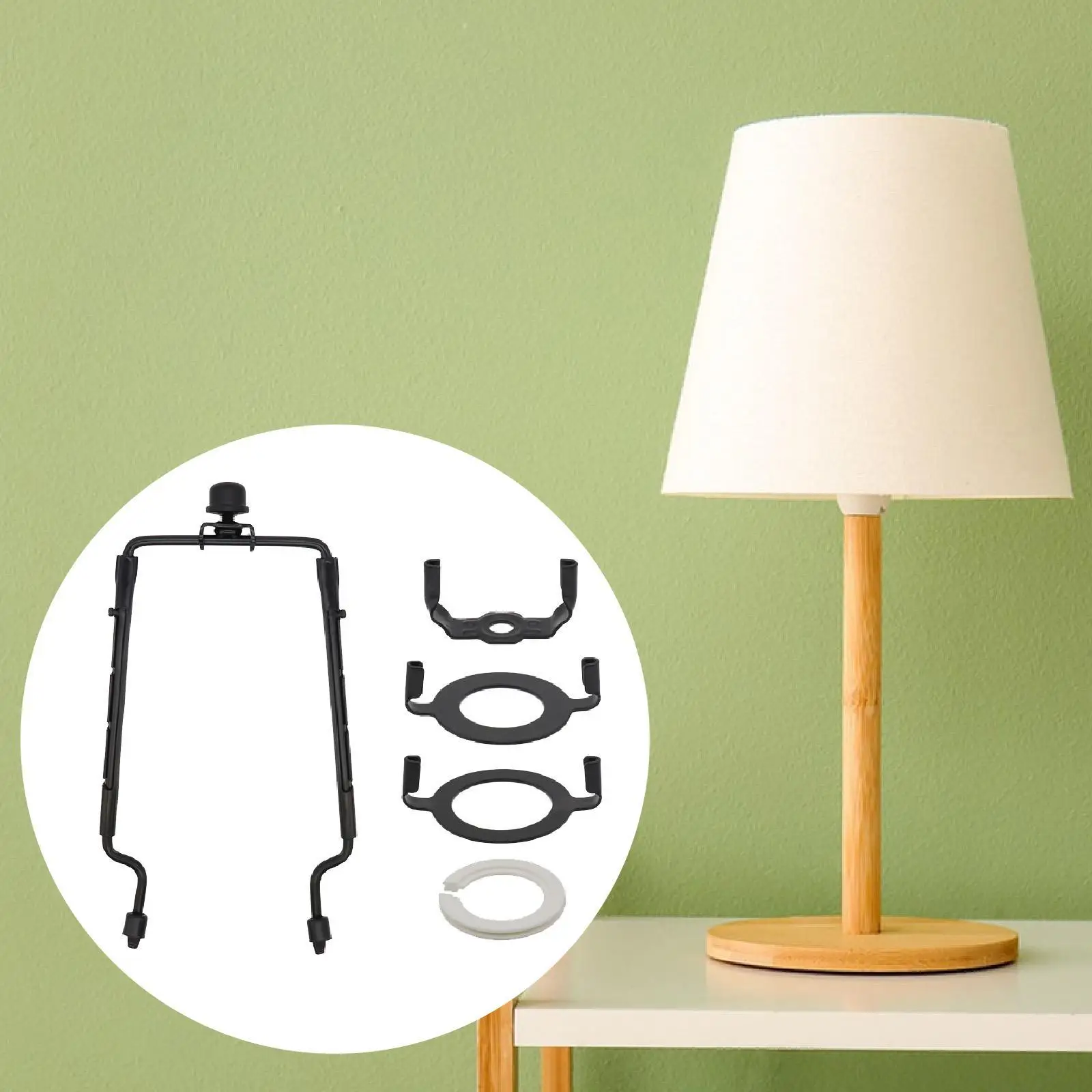 

Slim Metal Lamp Harp Removable Lampshade Bracket Support for Bedside Lamp Repair and Decor Lighting