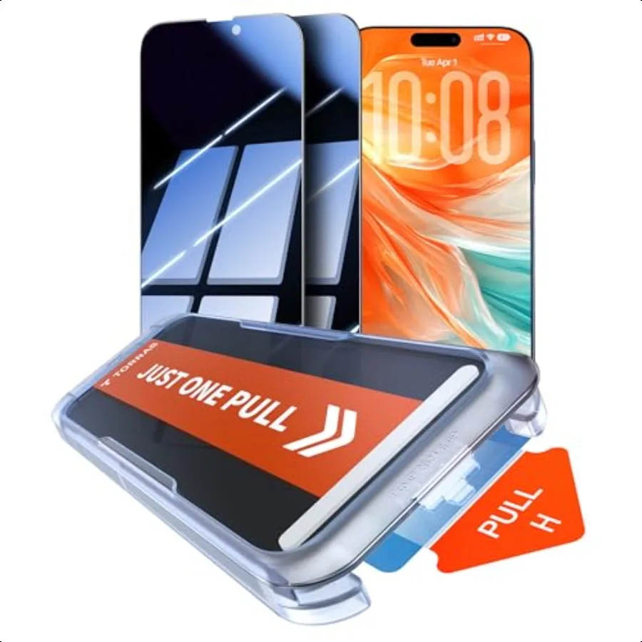 

Незатрещиваемая защитная пленка для экрана 9H+ для iPhone 17 Pro Max [12 футов в стиле милитари, защита от разрушения] [Top 25, защита от шпионских данных