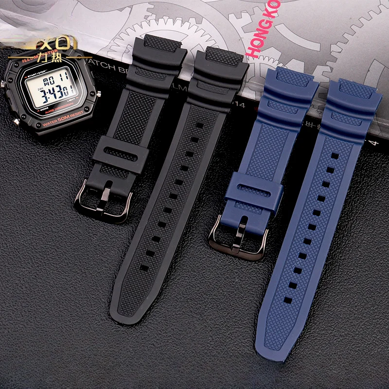 For Casio AQ-S800W SGW-400H/500H W-215 Style Superior Black Blue Sports 18mm Men Silicone Rubber Original Replace Watch Band