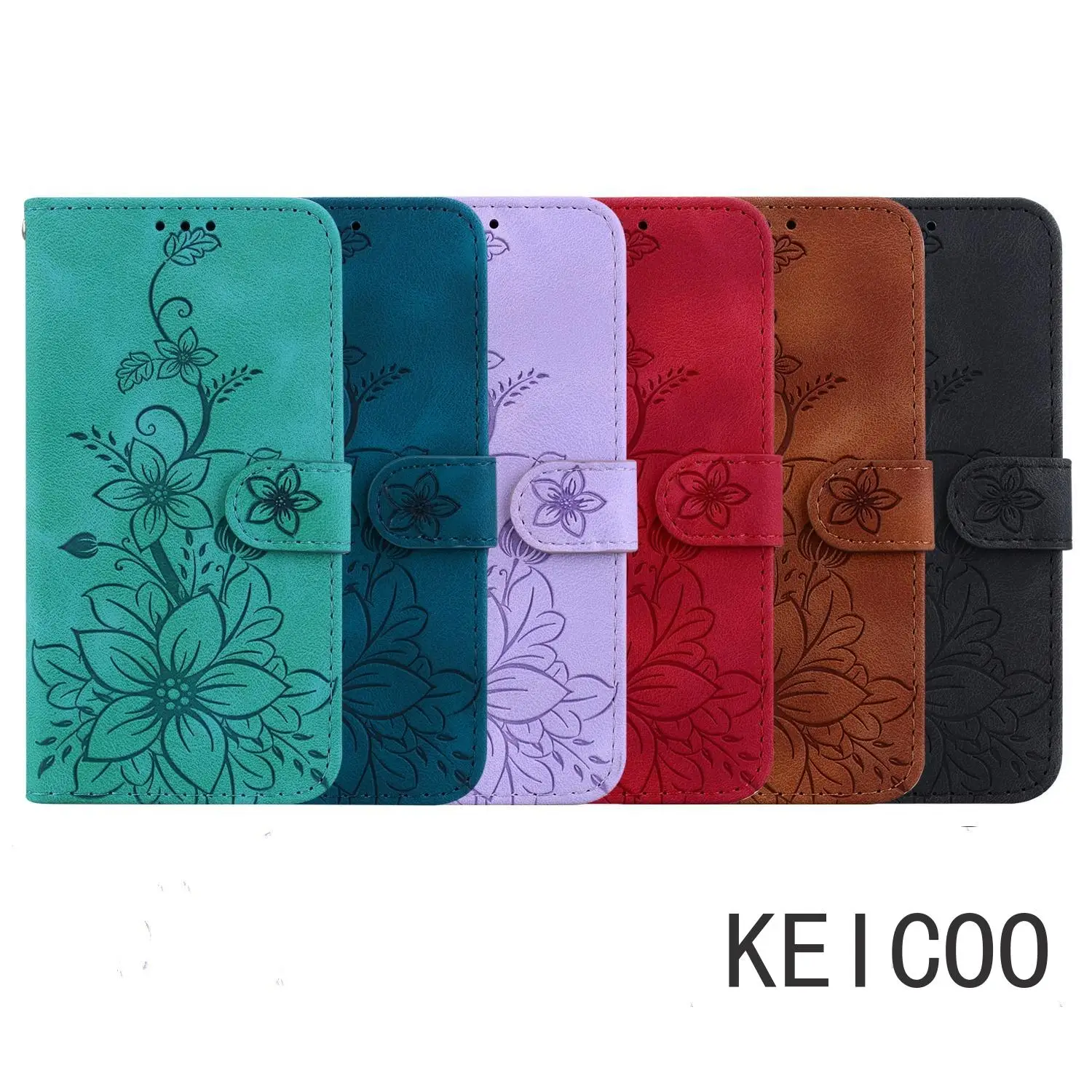 Solid Color Lily Printed Flip Cover Stand Holder Phone Case for Infinix Smart 5 6 7 8 9 HD Pro Plus Anti-fall Card Slots Shell