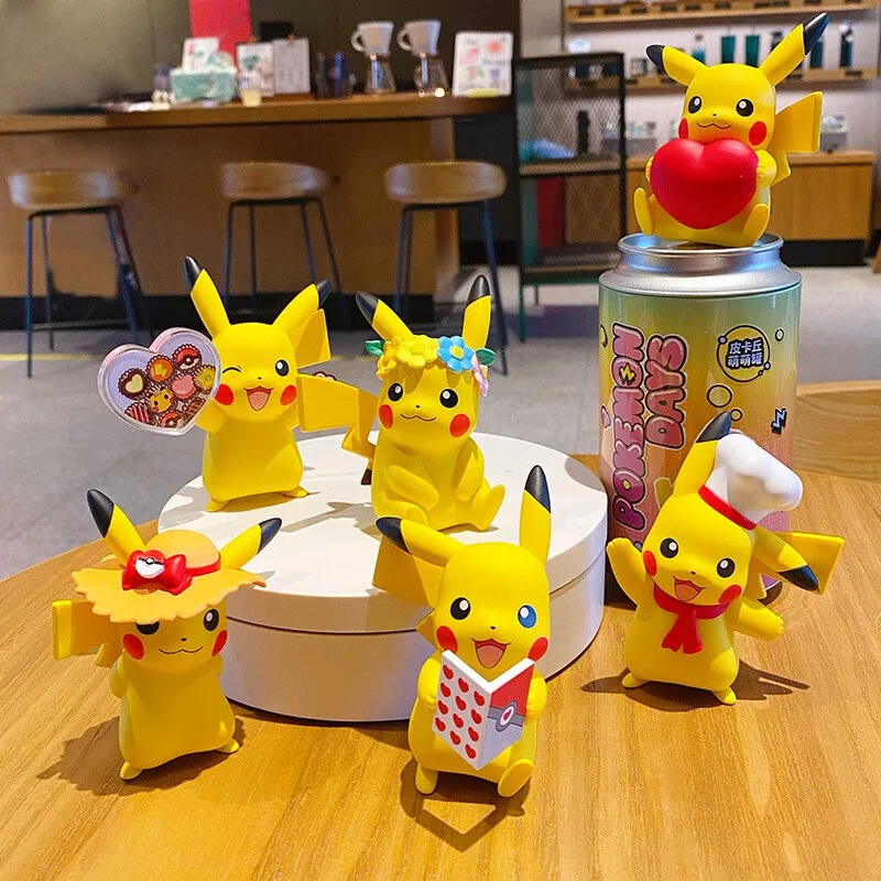 Pokemon Pikachu Couple Anime Figure Toys Car Decoration Ornaments Action Figure Blind Box Doll Birthday Gift For Children Kawaii