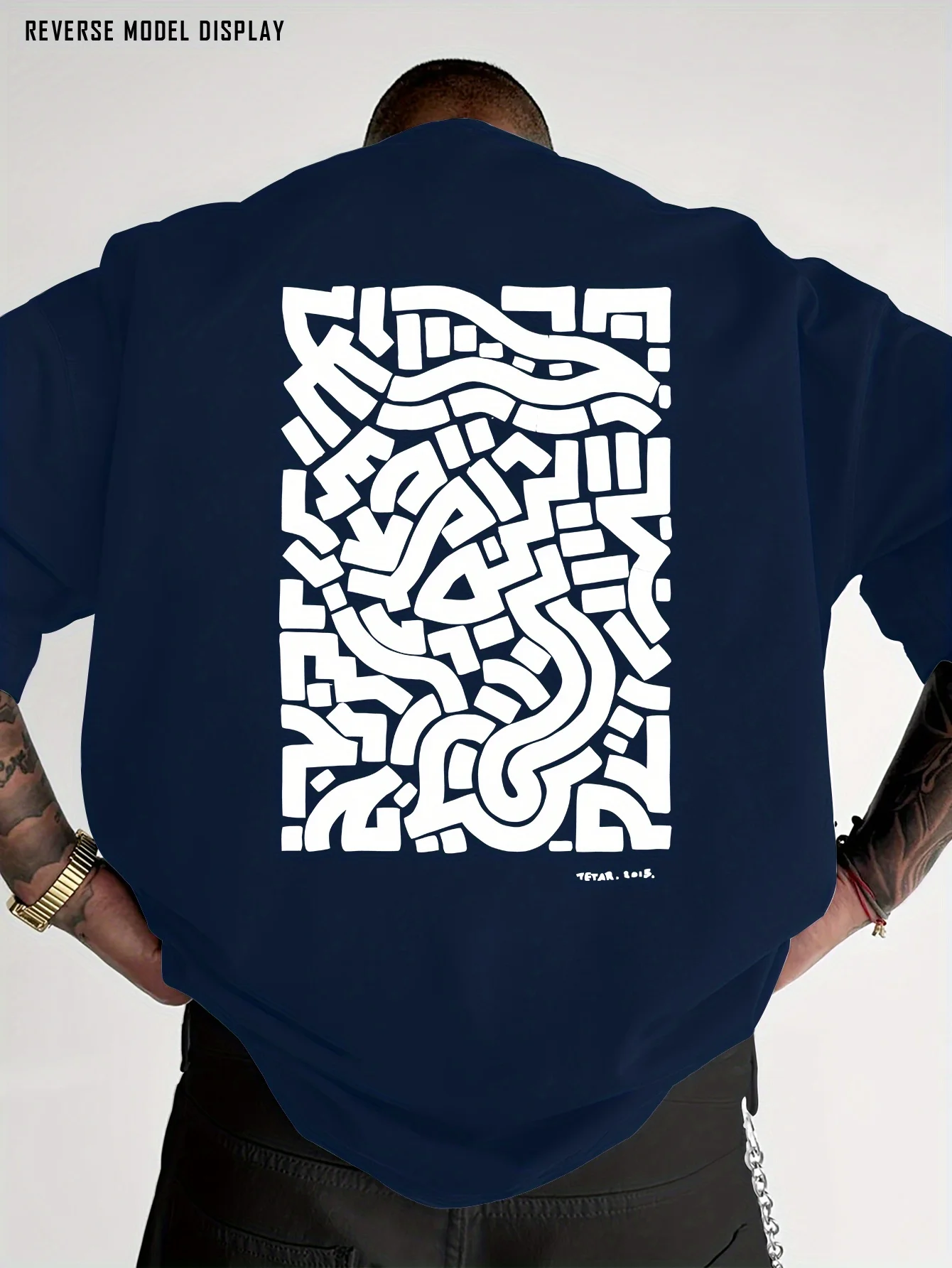 T-shirt pour homme en coton doux 100% de qualité supérieure avec impression d'art abstrait de labyrinthe, parfait pour un style streetwear décontracté d'été