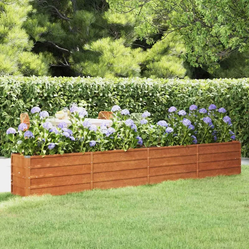 Verhoogde tuinbak 320x40x45 cm Corten staal, roestlook, kweekbak voor buitenmoestuin