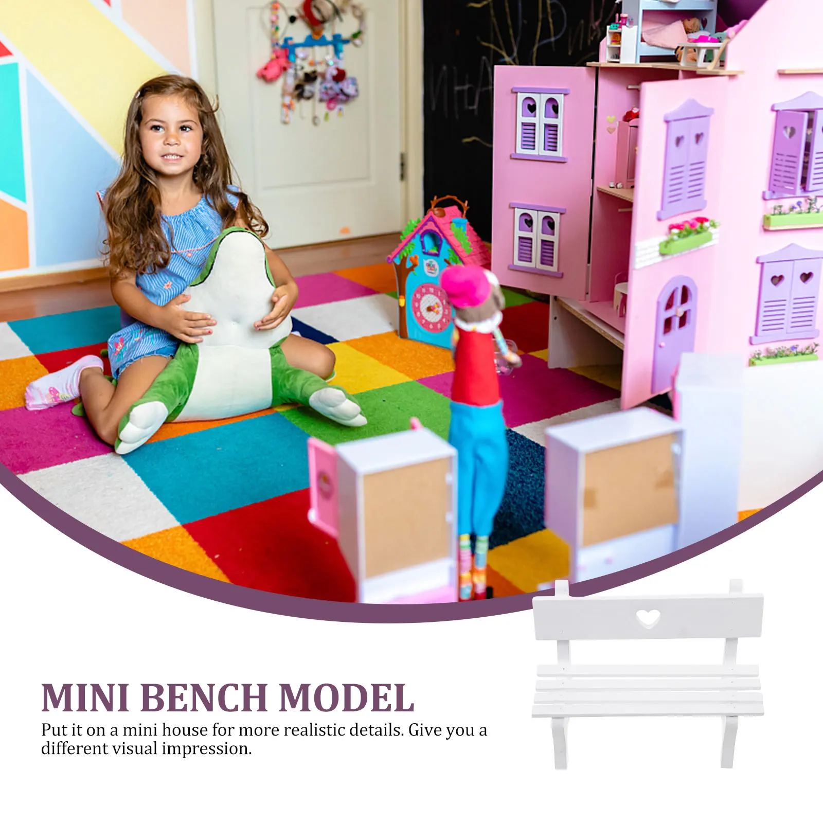 

Miniature Wooden Chair House Decoration Furniture Cute Heart Design Prop