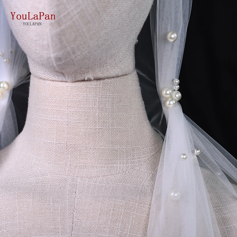 YouLasaupoudrer-Voile de mariage longueur coude V12, voile de mariage blanc, tulle avec perles pour patients, nouveauté 2024