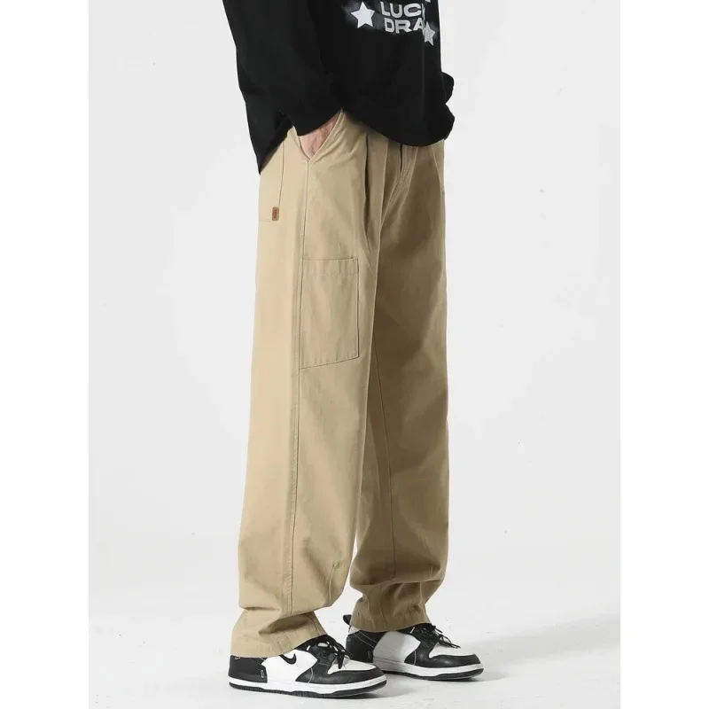 

2024 Fashion Men Pants Korean Wide Leg Slacks Breathable Cotton Straight Cargo Pants Casual Loose Trousers하렘 바지cargo Pants Men