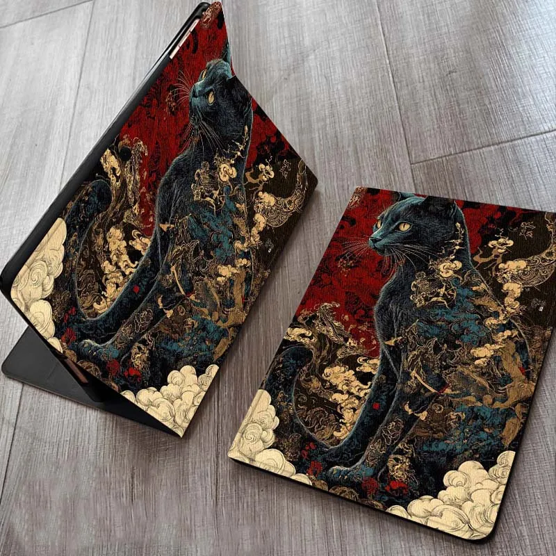 

Black Cat Floral Pattern Case For OPPO Realme Pad Air X 10.36 11 Inch Tablet