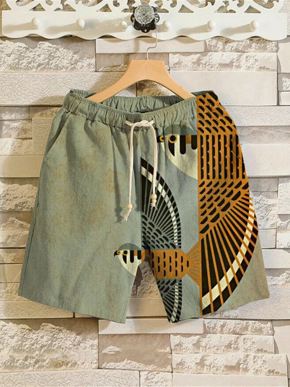 

Geometry Birds Abstract Urban Style Shorts Summer Cool Chic Beachwear Men Streetwear Unisex Couple Casual Clothing