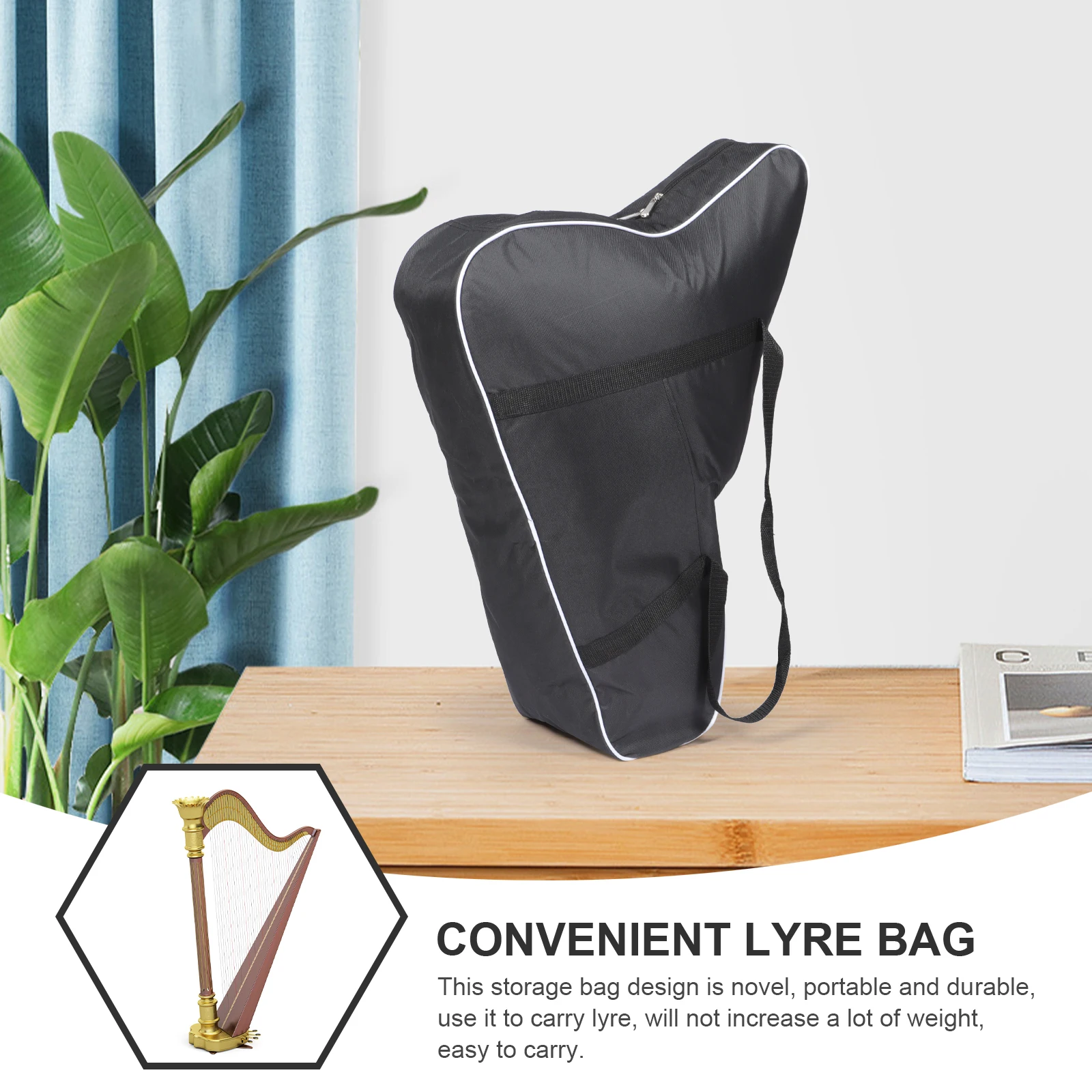 

Harp Carrying Bag Gig Storage Instrument Bags Convenient Lyre Black Oxford Cloth Holder
