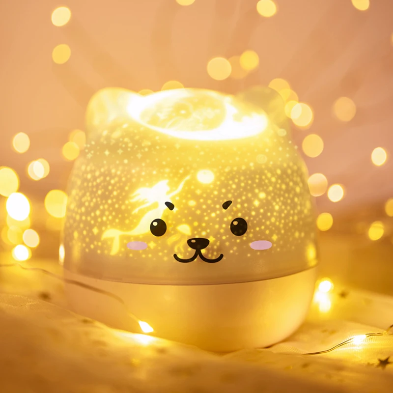 Cute Dog Cartoon NightLightBedroom Cartoon Sea World Projector Bluetooth Speaker Desk Lamp Bedside Decor for Kids Birthday Gift