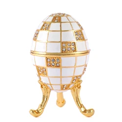 QIFU White Blue Lattice Faberge Egg Style Home Decor