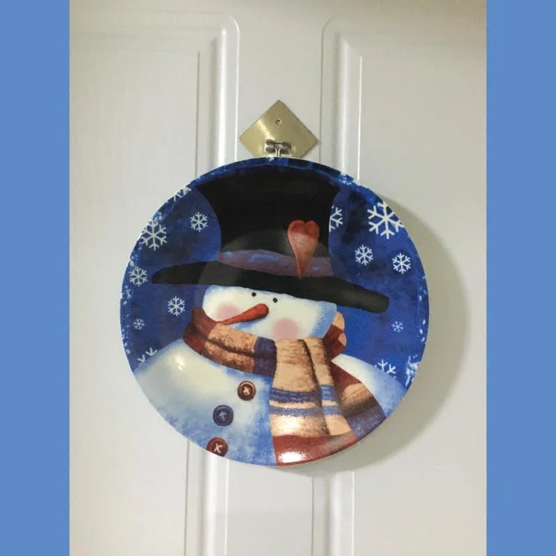 Christmas ornament snowman pattern ceramic circular plate wall hanging painting