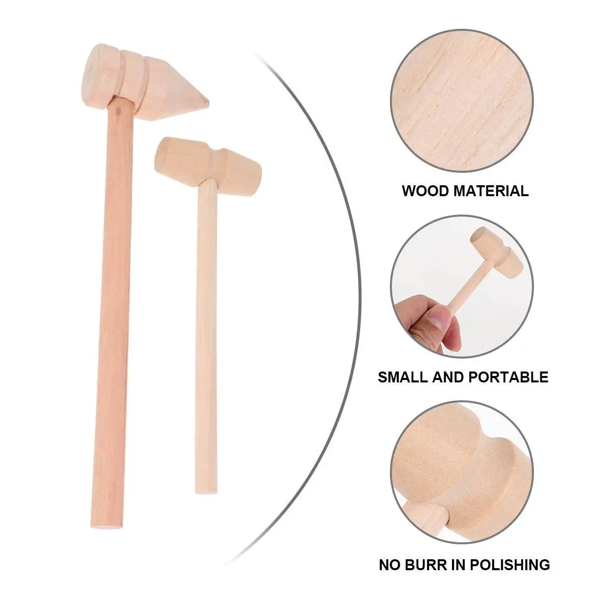 

10Pcs Wooden Mini Mallets Small Hammers for Kids Hand Eye Coordination Dexterity Development Safe Smooth Surface Creative Play