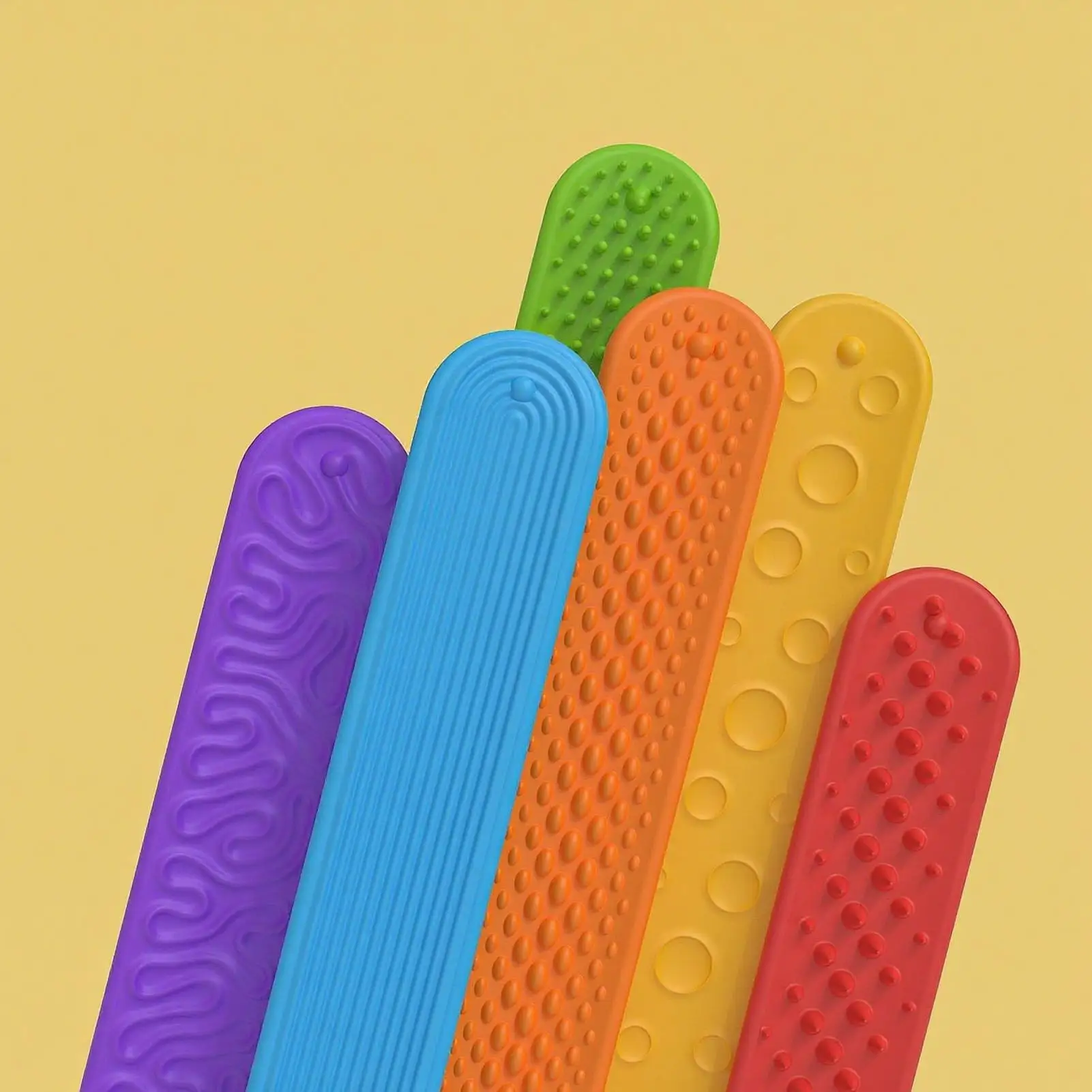 Sensory Fidget Toys Kids Slap Bracelets Fidget Toys 6 Pieces Students Wearable Silicone Wristbands Elastic For Home Classroom