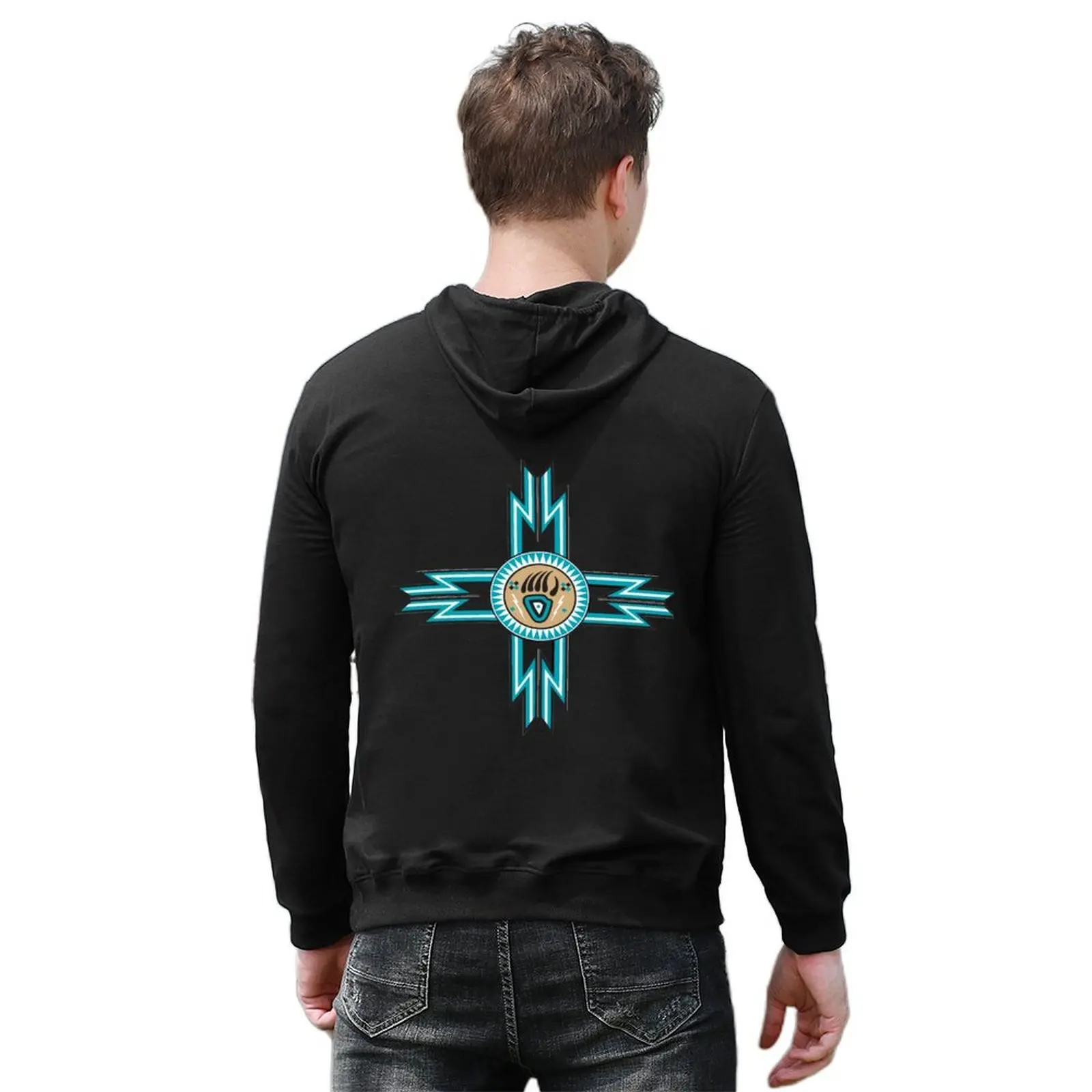 Turquoise Bear Paw Native American Hoodie male clothes men clothes autumn clothes new in hoodies and blouses
