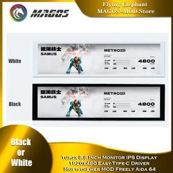 Turzx 8.8 Inch Monitor IPS Display 1920x480 Easy Type-C Driver Multi-themes MOD Freely Aida 64