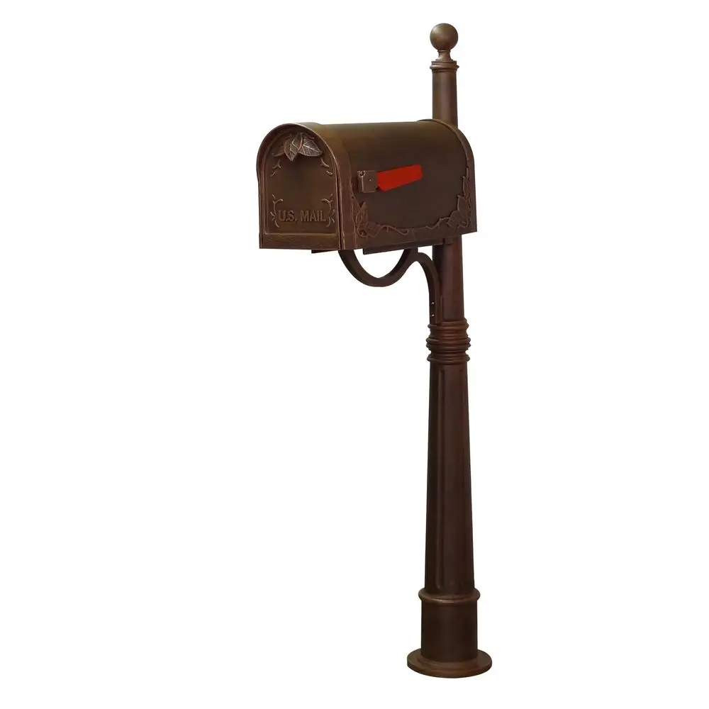 

Lite Floral Curbside Mailbox with Ashland Post Copper Mailbox with Aluminum Post SCF1003SPK600CP