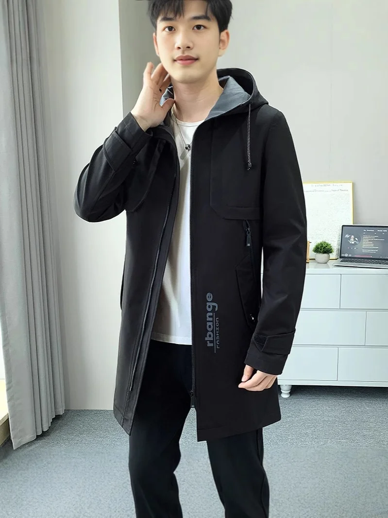 

Trench Coat Fur Mens Graphene Medium Baseball Cosplay Male Japanese High Collar Full Colorful Gradient Gray Reflective Heating