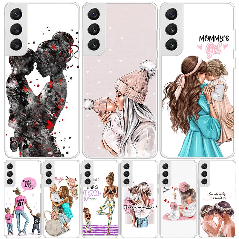 Mom Baby Girls funda de teléfono para Samsung Galaxy S24 Ultra S23 Plus S22 + S21 S20 FE S10E S10 S9 S8 S7 Edge Trend Fundas