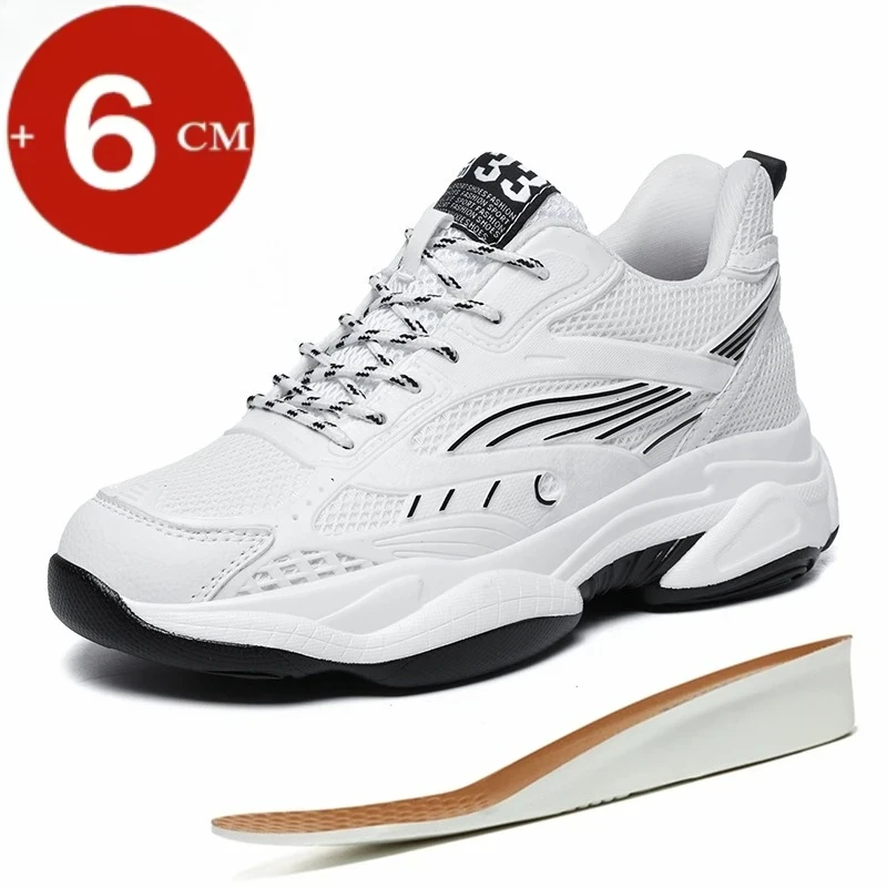 

6CM Men's Invisible Height-increasing Shoes, Breathable Mesh Sports Shoes, Anti-slip, Comfortable and Casual Men's Sports Shoes