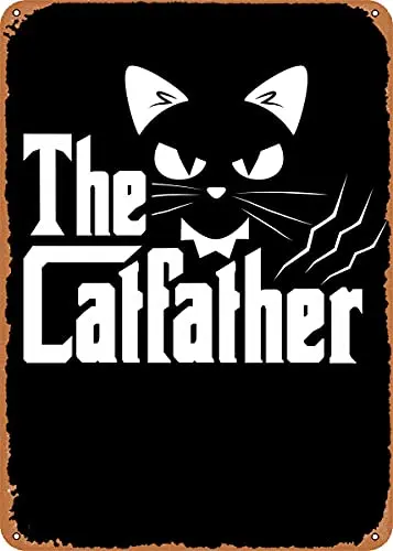 The CatFather Cat Lover FA Metallschild im Vintage-Look, Patent-Kunstdrucke, Retro-Geschenk