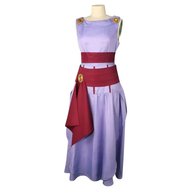 25COS Disfraz de Cosplay de Princesa Megara Meg pour Mujer, 3 Piezas, Vestido morado, Uniforme de Fiesta de Carnaval de Halloween