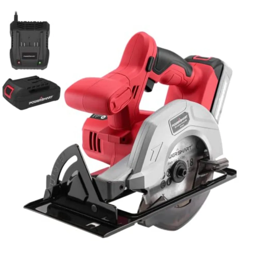

20V 5-1/2 Inch Cordless Circular Saw with 2.0Ah Battery and Fast Charger 3800RPM Max Cutting Depth 1-7/16 45° 1-5/8