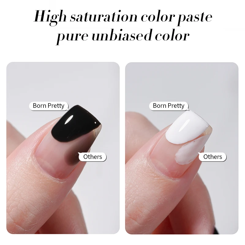 BORN PRETTY 250g Pure Black White Color Gel Nail Polish Semi Permanent Jelly Nude Gel Refilled Package Soak Off UV LED Gel