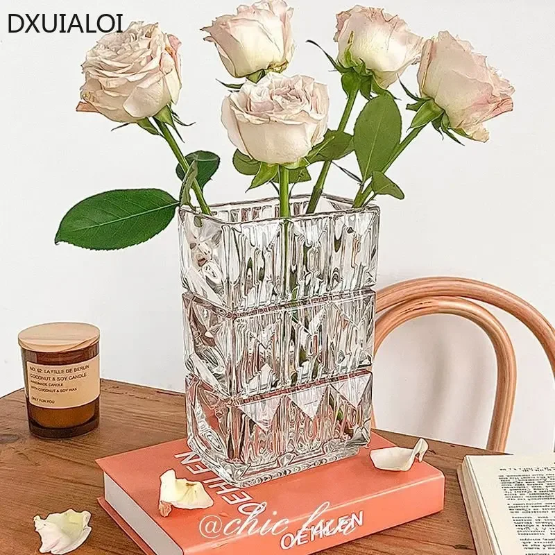 Home decor Modern simplicity Transparent crystal glass vase Aquaculture vase container Electroplated color flower vase Gift