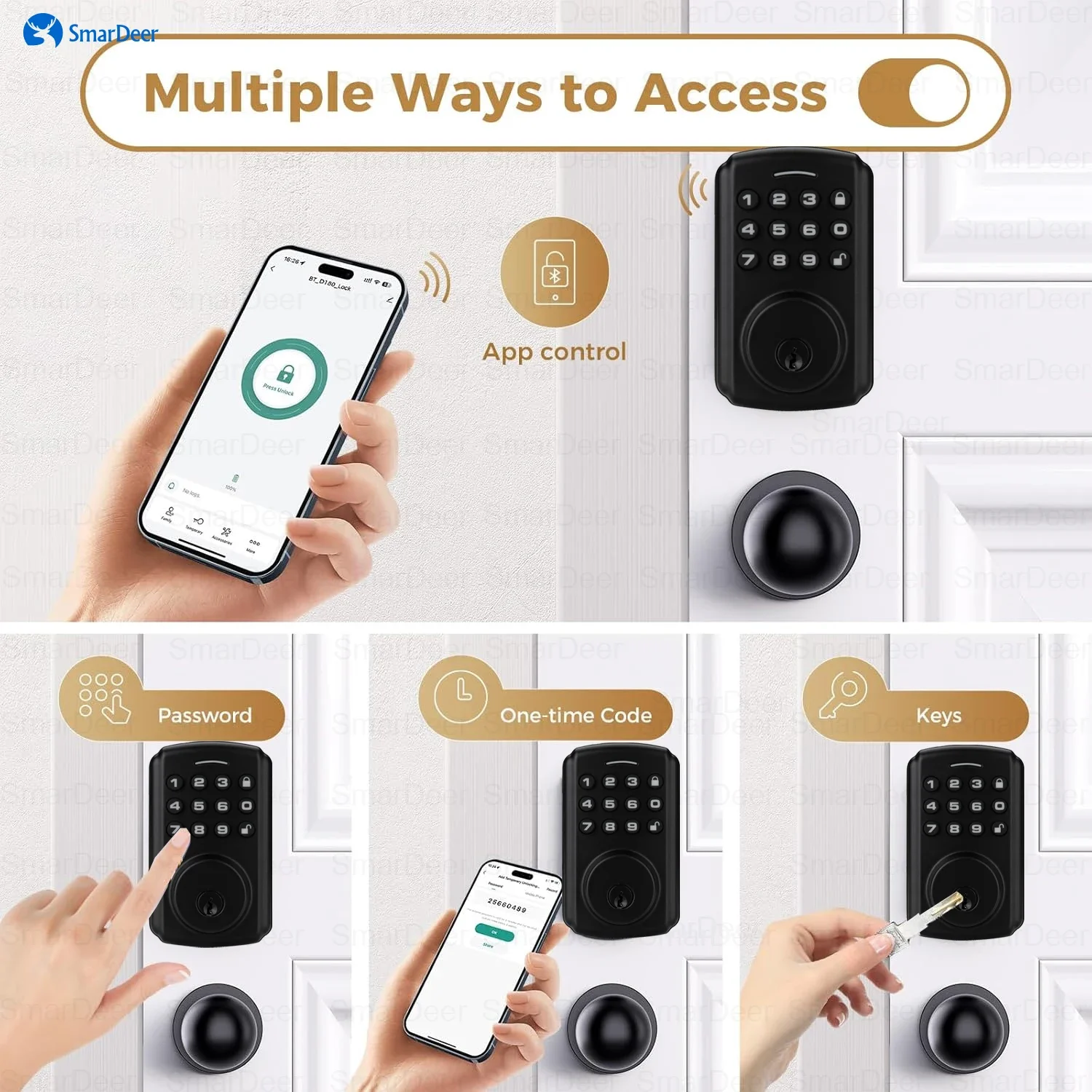 Home Smart Password Lock Tuya Google Home Amazon Alexa for 35-55mm Door Thickness Remote Unlock Abnormal Alarm Virtual Password