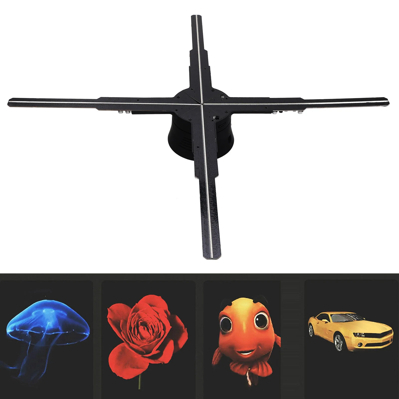 

3D Hologram Fan 3D Hologram Projector Advertising Display with 586 LED 1800x586P for Business Store Shop Bar Party 50cm 4 Blade