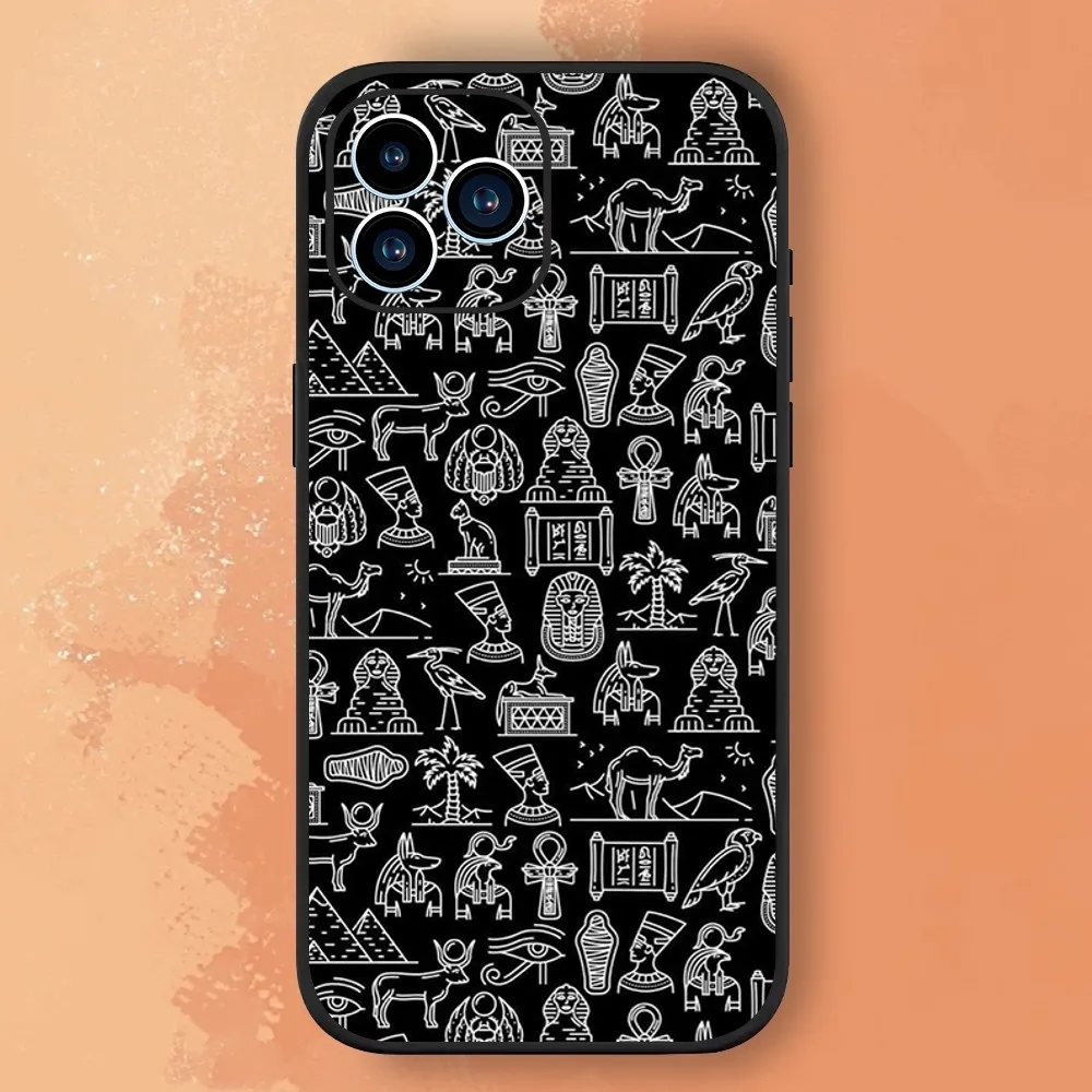 Ancient Egyptian Elements Phone Case For Samsung Galaxy A51 A71 A41 A21S A11 A03S A12 A32 A52 5G Black Silicone Shell