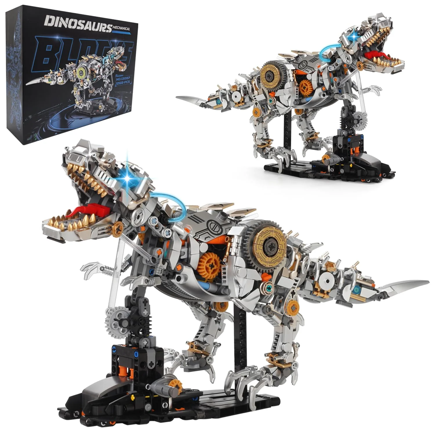 

Mechanical dinosaur building block linkage kit Jurassic animal Tyrannosaurus rex model children's toy DIY birthday gift