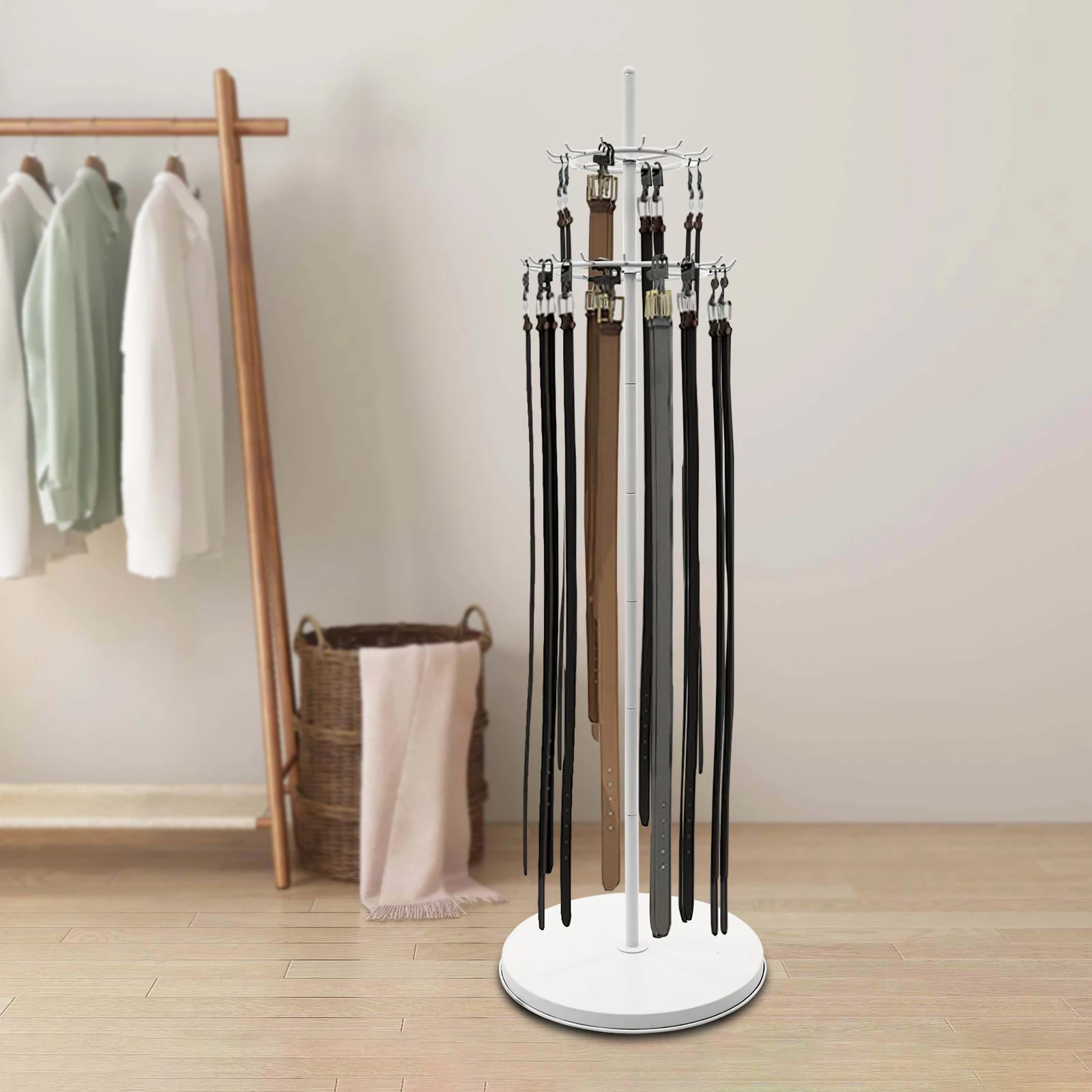 

Tie Rack Floor Mounted Belt Hanger Belt Display Shelf Metal Men Closet Display Stand Organizer Ties Scarf Rack Shawls Shelf