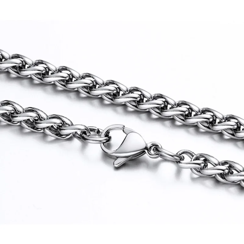 HNSP 3MM-8MM Stainless Steel Twisted Chain Necklace For Men Women Neck Hand Chains Jewelry Accessories