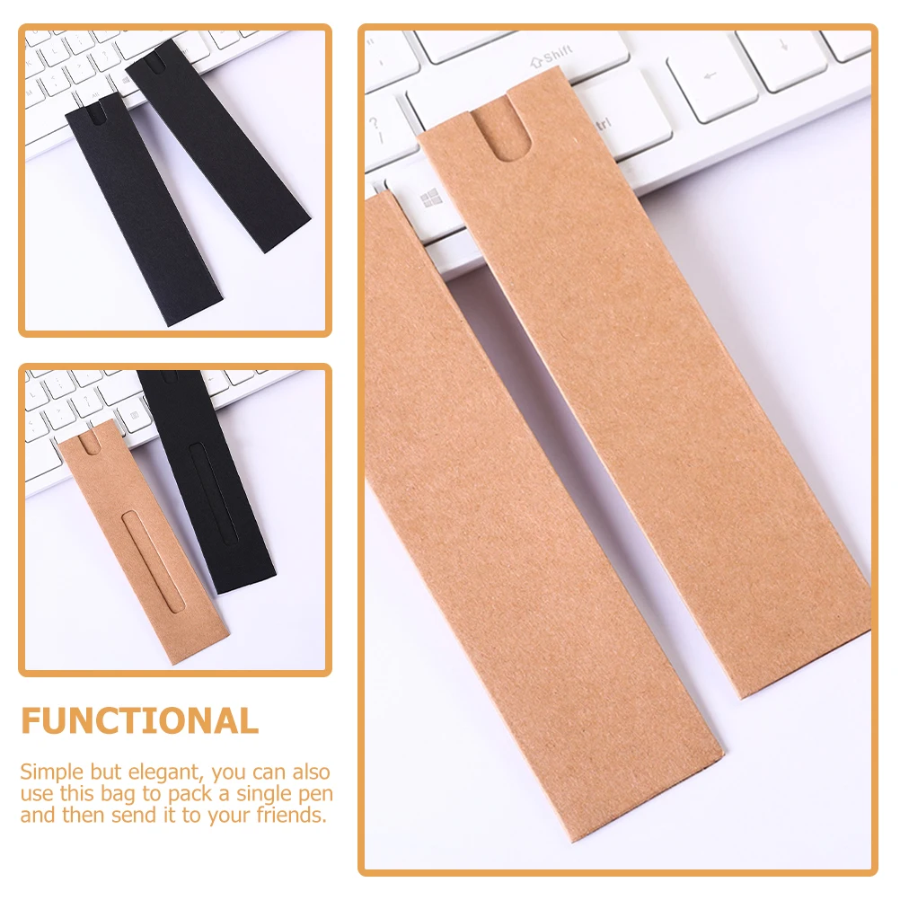 

40pcs Paper Pouch Single Pen Holder For Fountain Pen Pencil Lightweight Sleeve Case Stationery Organizer For Office College