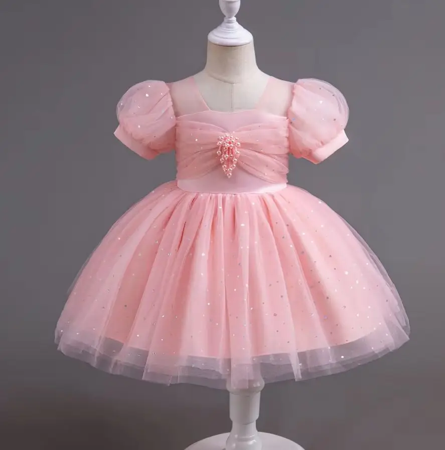 Girl Clothes Girls' Princess Dress for Elegant Party Girls Prom Dresses Tulle BlingBling Gown White Purple Children Clothing 5