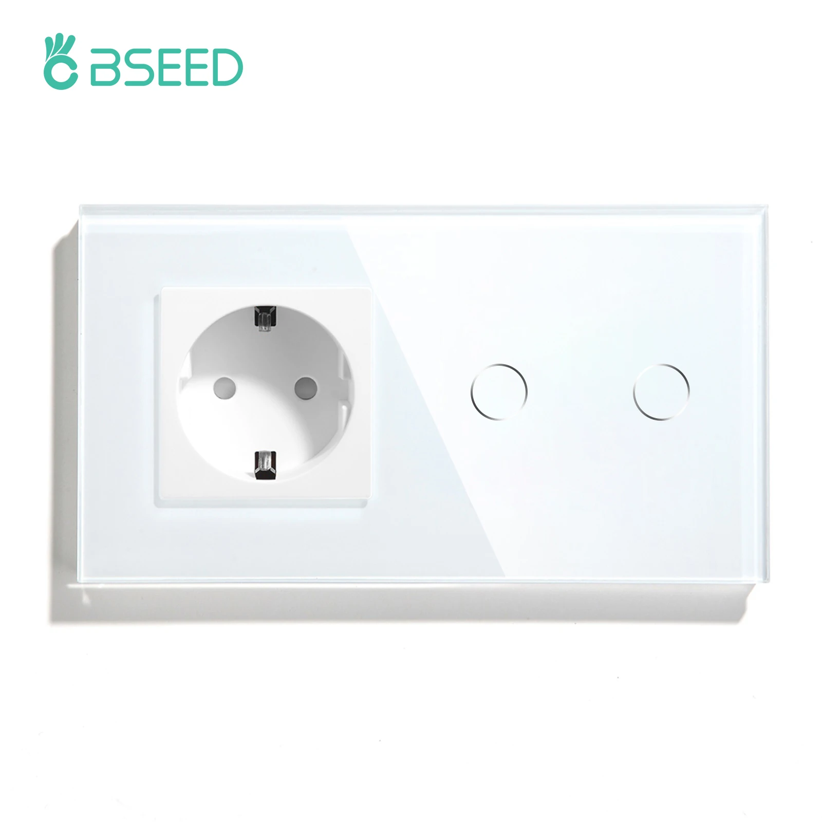 Bseed Wand Stopcontact Met 1/2/3 Bende 1way Touch Light Schakelaar Usb Type-C Lading Stopcontact Glas Paneel Witte Wandschakelaar