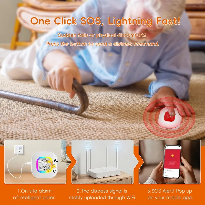 【EXCLUSIVE】SOS Pager For Hospitals, Nursing Homes, Schools Wireless Emergency Call Button System For Elderly