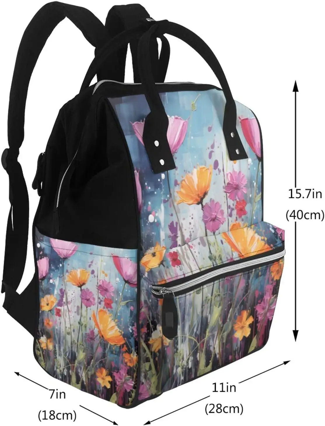 Spring Flower Print Diaper Bag Backpack for Women Multifunction Travel Nappy Bag Waterproof Mummy Backpacks Large Capacity