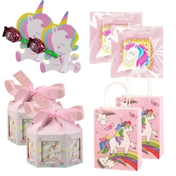 1set Carton Unicorn Candy Bags Paper Candy Holder Stickers for Kids Unicorn Baby Shower Bags Supplies Birthday Party Decorations