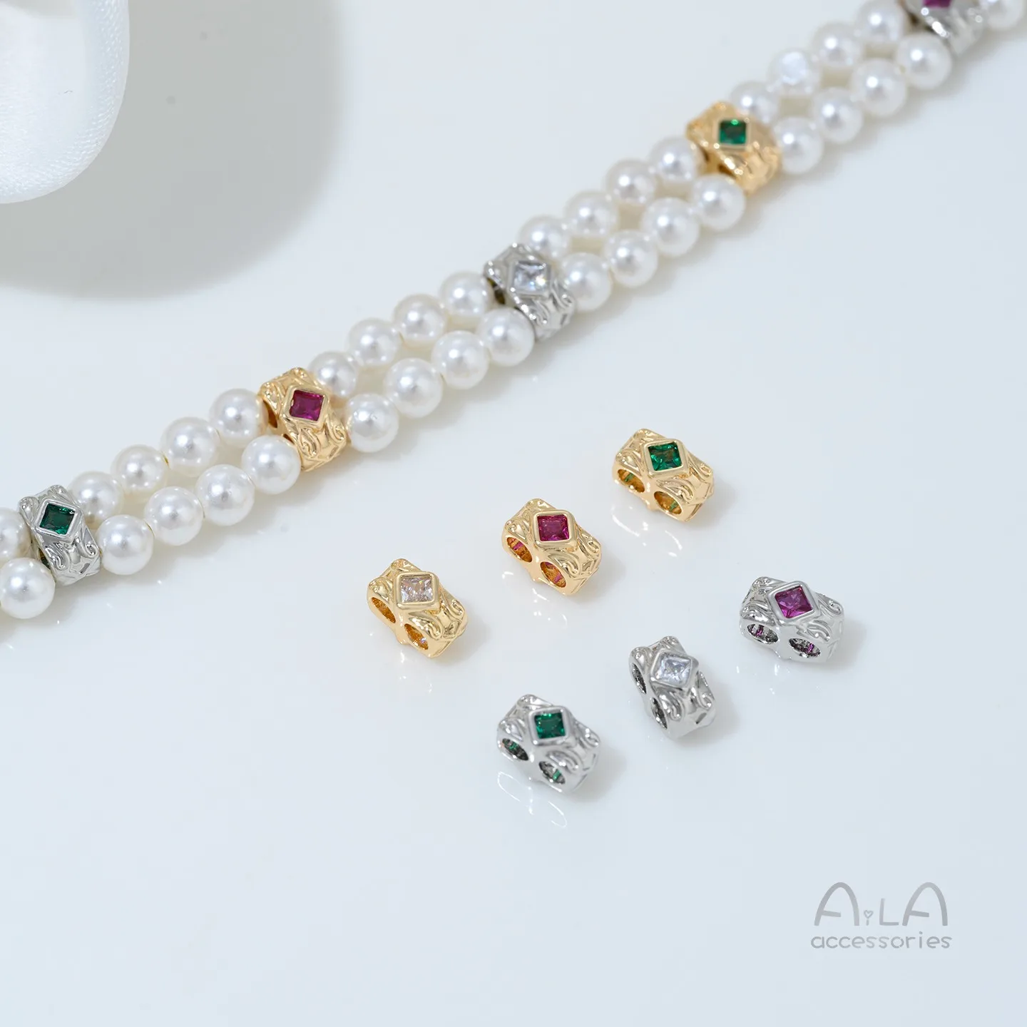 

14-каратное золото, инкрустированное цирконом, бусина-ведро с двойным отверстием, хрустальная жемчужная перегородка, бусина, ожерелье ручной работы, аксессуар, материал