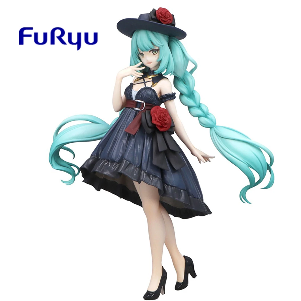 IN Stock Original Furyu Trio-Try-iT Vocaloid Hatsune Miku Odekake Dress 19Cm Anime Figure Model Toys Kawaii Doll Gift 19Cm