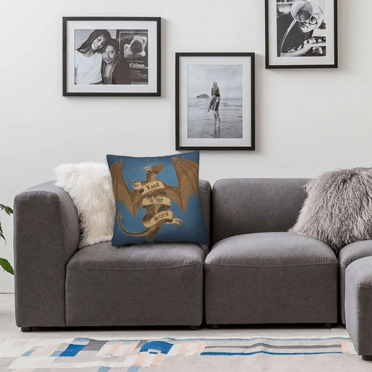 Dragonheart Draco Look To The Stars Square Pillowcase البوليستر الكتان المخملي المطبوع البريدي غطاء وسادة مقعد الأريكة الزخرفية