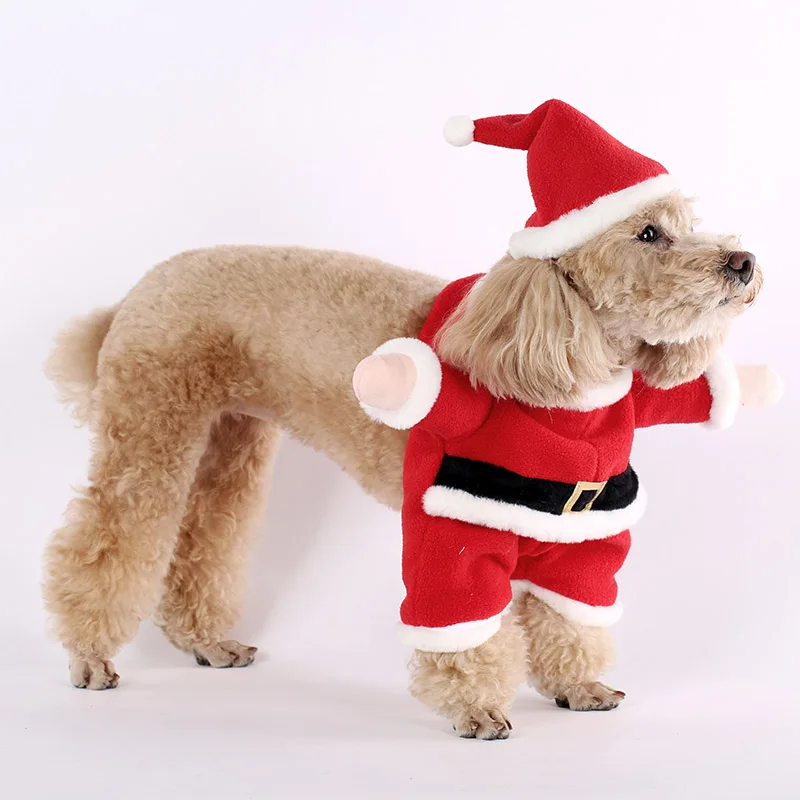 

Dog Cosplay Supplies Pet Christmas Festivals Gifts Fake Hands Standing Santa Claus Costume Decoration Dog Clothing Coat Bodysuit