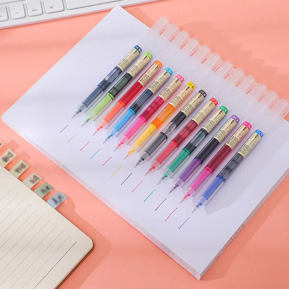 قلم حبر جاف سائل مستقيم 12 لونًا، قلم محايد للحبر للتحكم الذاتي، قلم مياه سريع الجفاف للطلاب، قلم توقيع مكتبي #1