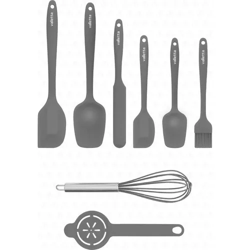 Heat Resistant Fireproof Non-stick Silicone Spatula Set 8 Piece Grey