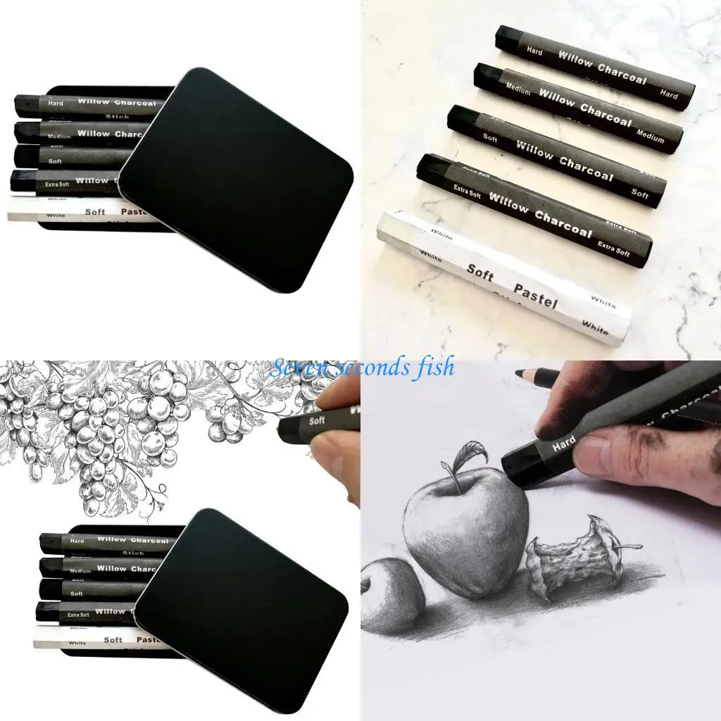 

L74B Charcoal Drawing Set Charcoal Sticks Artist Charcoal Pencils Water Soluble Charcoal Strips for Drawing Sketching Shading