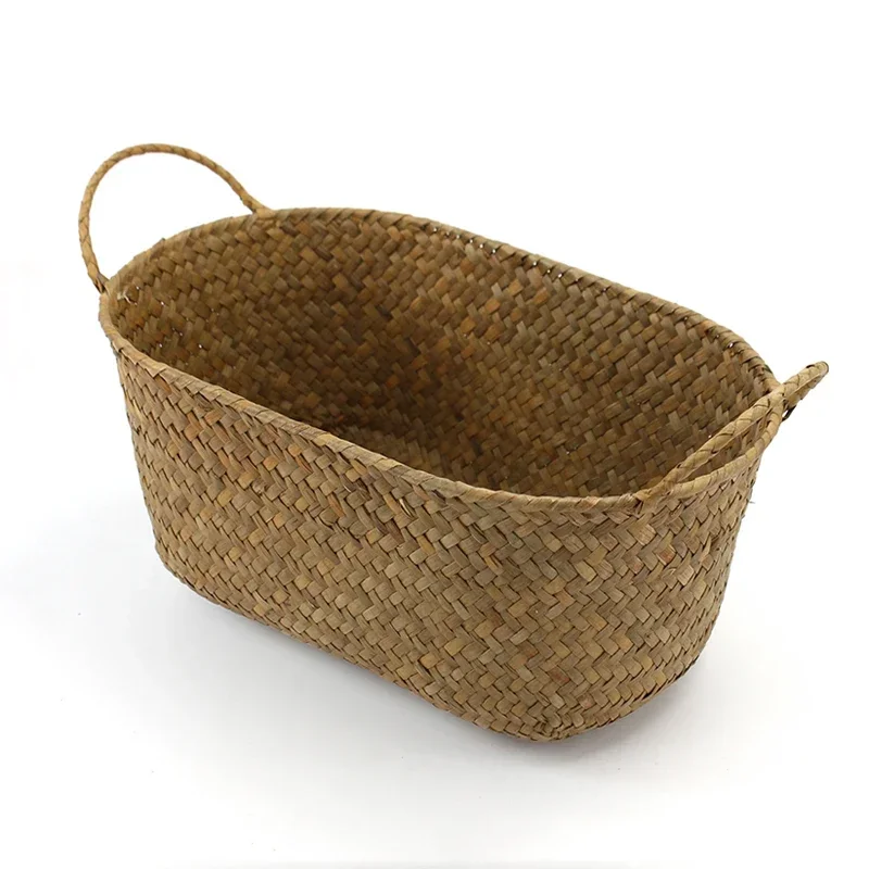 Plant Makeup Storage Baskets Garden Laundry Basket Seagrass Container Organizer Pot Handmade Flower Wicker Rattan
